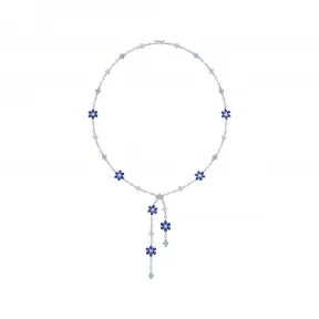 海瑞温斯顿/HarryWinston Forget-Me-Not Lariat蓝宝石和钻石项链 NKSPLTFLRFMN