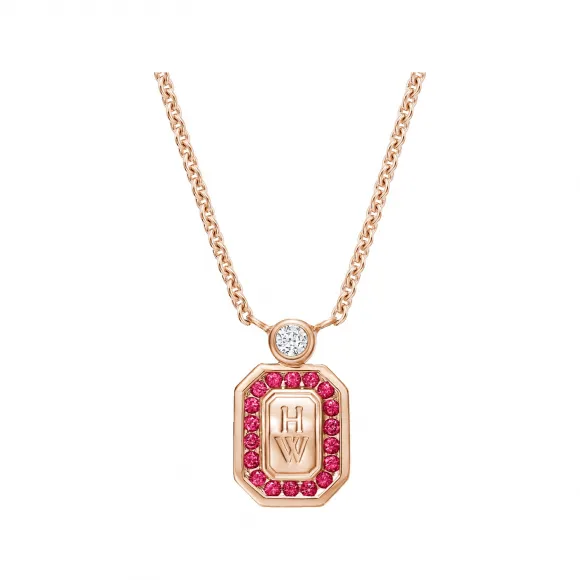 海瑞温斯顿/HarryWinston HW Logo红宝石和钻石项链 PERRRD16HWL