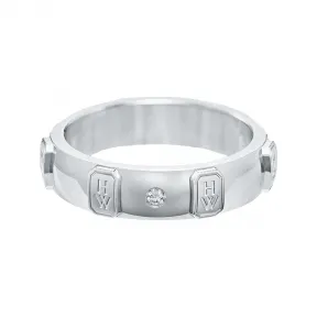 海瑞温斯顿/HarryWinston HW Logo白18K金单钻戒指 WBDWRDBZHWL
