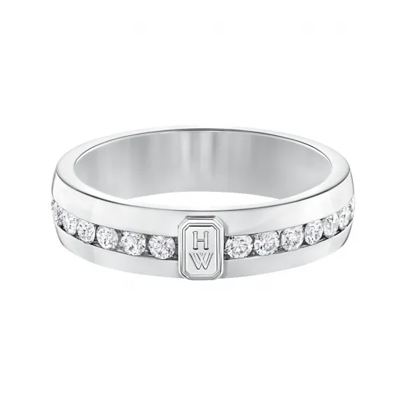 海瑞温斯顿/HarryWinston HW Logo白金钻石戒指 WBDWRDLGHWL