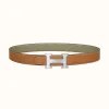 爱马仕/Hermes H Martelee皮带扣&双面皮腰带32毫米 H064549CK05-H073996CAAG090