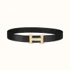 爱马仕/Hermes H 条纹皮带扣&双面皮腰带32毫米 H064550CC06-H073996CAAF095
