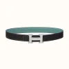 爱马仕/Hermes H 条纹皮带扣&双面皮腰带32毫米 H064550CK05-H073967CAAW100