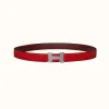 爱马仕/Hermes Mini Constance Guillochee皮带扣&双面皮腰带24毫米 H075396CK05-H052150CAEM080