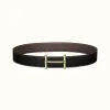 爱马仕/Hermes H d'Ancre皮带扣&双面皮腰带38毫米 H077938CP2K-H075387CAAB085