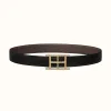 爱马仕/Hermes Inside H皮带扣&双面皮腰带32毫米 H081669CP2K-H073967CAAB080