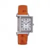 积家/Jaeger LeCoultre Reverso 翻转腕表系列  不锈钢，银色雕纹表盘，黑色阿拉伯数字时标，蓝钢 石英机芯