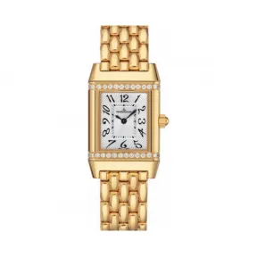 积家/Jaeger LeCoultre Reverso 翻转腕表系列  18k黄金镶钻，镶嵌28颗钻石，重0.33克拉 手动机械