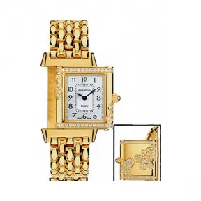 积家/Jaeger LeCoultre Reverso 翻转腕表系列  18k黄金镶钻 石英机芯 女表 Q2651101