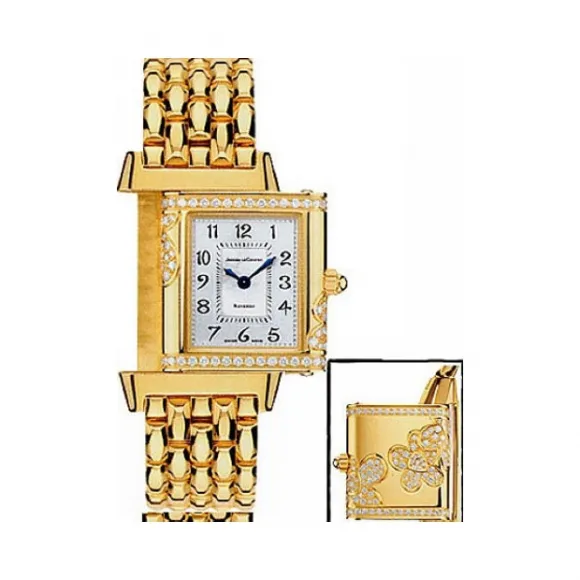 积家/Jaeger LeCoultre Reverso 翻转腕表系列  18k黄金镶钻 石英机芯 女表 Q2651101
