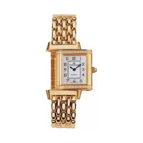 积家/Jaeger LeCoultre Reverso 翻转腕表系列  18k黄金镶钻 石英机芯 女表 Q2651120