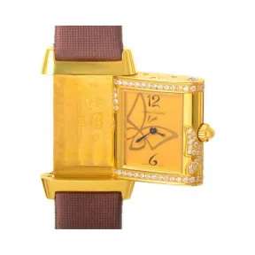 积家/Jaeger LeCoultre Reverso 翻转腕表系列  18k黄金镶钻 石英机芯 女表 Q2651408