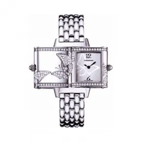 积家/Jaeger LeCoultre Reverso 翻转腕表系列  18k白金镶钻 石英机芯 女表 Q2653108