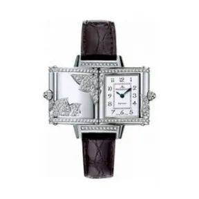 积家/Jaeger LeCoultre Reverso 翻转腕表系列  18k白金镶钻 石英机芯 女表 Q2653401
