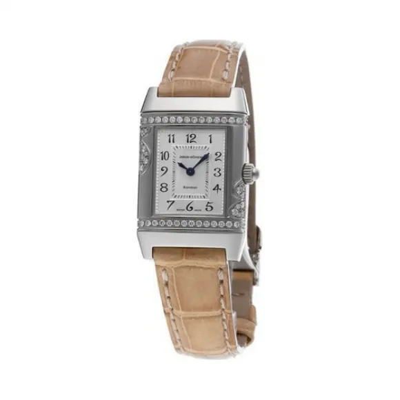 积家/Jaeger LeCoultre Reverso 翻转腕表系列  18k白金镶钻 石英机芯 女表 Q2653402