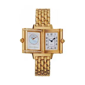 积家/Jaeger LeCoultre Reverso 翻转腕表系列  18k黄金镶钻，镶钻32颗，重0.22克拉 手动机械机芯