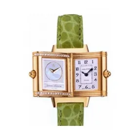 积家/Jaeger LeCoultre Reverso 翻转腕表系列  18k黄金镶钻，镶钻32颗，重0.22克拉 手动机械机芯