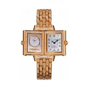 积家/Jaeger LeCoultre Reverso 翻转腕表系列  18k玫瑰金镶钻 手动机械机芯 女表 Q2662213