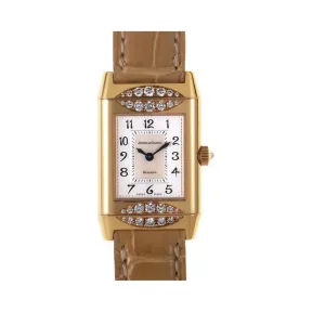 积家/Jaeger LeCoultre Reverso 翻转腕表系列  18k玫瑰金镶钻，18k玫瑰金表圈，反面镶嵌81颗钻石0