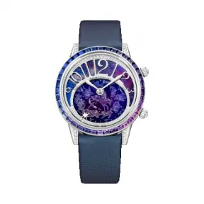 积家/Jaeger LeCoultre Rendez-Vous 约会系列 18k白金，镶嵌粉红色和紫色长方形切割蓝宝石 自动机械