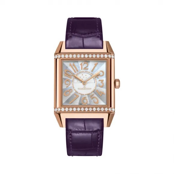 积家/Jaeger LeCoultre Reverso 翻转腕表系列  18k玫瑰金镶钻 自动机械机芯 女表 Q7042493