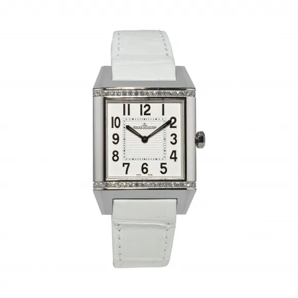 积家/Jaeger LeCoultre Reverso 翻转腕表系列  精钢镶钻，~40颗~0.65 克拉 石英机芯 女表 Q7