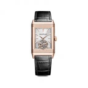 积家/Jaeger LeCoultre 45.5 x 27.4 MM 手动机械机芯 玫瑰金款Reverso Tribute Duoface Tourbillon翻转系列双面双时区陀飞轮手动上链男士腕表Q392242J