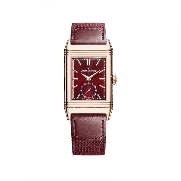 积家/Jaeger LeCoultre 45.6 x 27.4 MM 手动机械机芯 Reverso Tribute Small Seconds翻转系列小秒针手动上链玫瑰金款男士腕表Q713256J