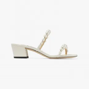 Jimmychoo/吉米周 AMARA45-珍珠饰拿铁色穆勒鞋 AMARA45XPX081087