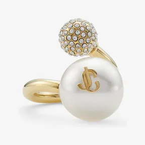 Jimmychoo/吉米周 AURI RING | 金色金属珍珠水晶戒指 AURIRINGJIQ0C9457