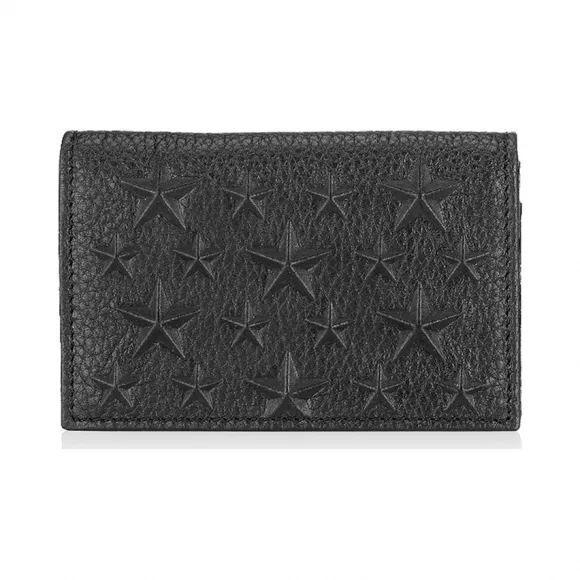 Jimmychoo/吉米周 星形压纹黑色粒纹皮革卡夹  BELSIZEEMG010003