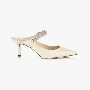 Jimmychoo/吉米周 BING65-亚麻色漆皮水晶绑带穆勒鞋 BING65PAT080986