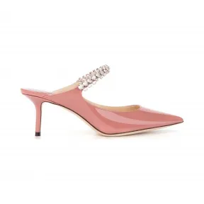 Jimmychoo/吉米周 水晶饰带绯红色漆皮穆勒鞋  BING65PAT110003