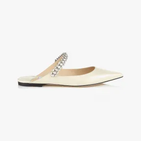 Jimmychoo/吉米周 BINGFLAT-水晶足弓饰带亚麻色漆皮穆勒鞋 BINGFLATPAT080986