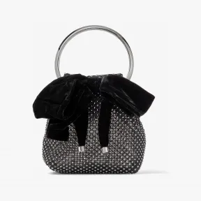 Jimmychoo/吉米周 BON BON - 立绒蝴蝶结饰黑色水晶网布手提包 BONBONAFQ0C9812