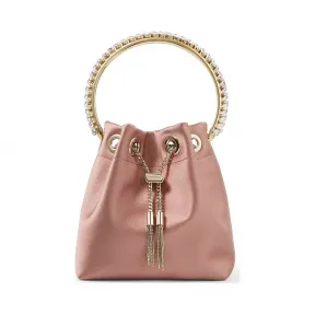 Jimmychoo/吉米周 水晶饰绯红色缎面金属手提带手提包   BONBONVKM110003