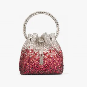 Jimmychoo/吉米周 BON BON手提包-水晶饰银色红色撞色缎面手提包 BONBONXDRAA0908