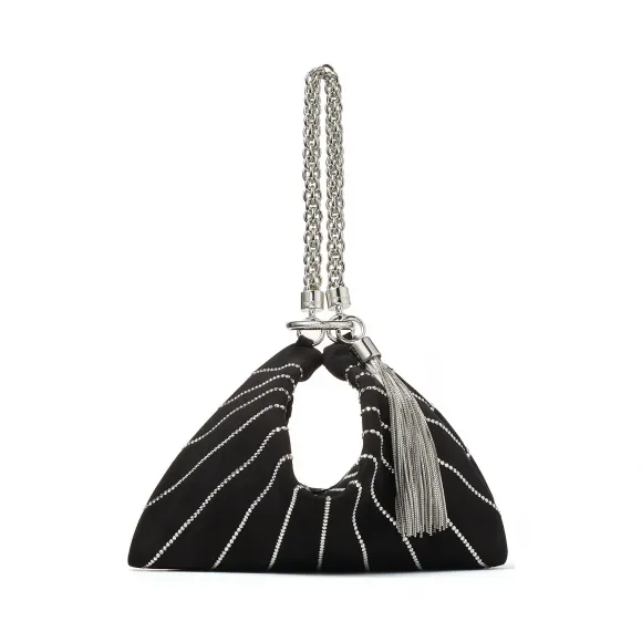 Jimmychoo/吉米周 水晶装饰黑色麂皮手拿包  CALLIEBFZ000757