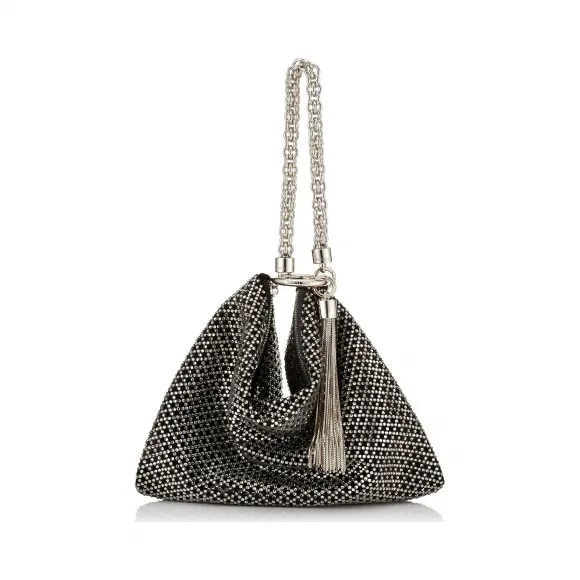 Jimmychoo/吉米周 钻石水晶镶嵌黑色麂皮手拿包  CALLIEIAM010003