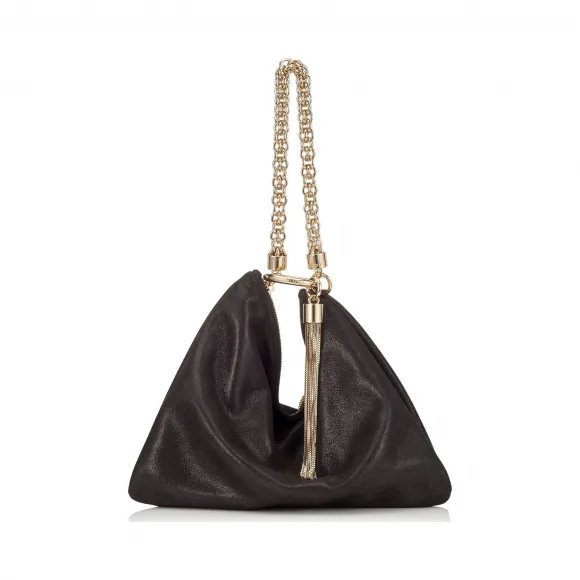 Jimmychoo/吉米周 黑色闪光麂皮手拿包  CALLIESHS010003