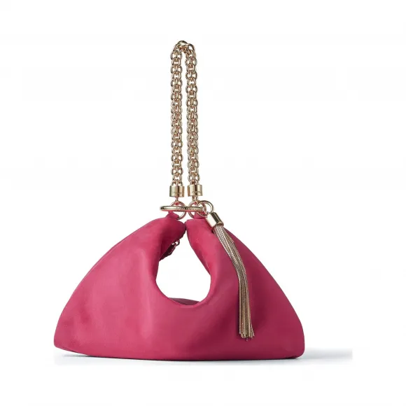 Jimmychoo/吉米周 粉色麂皮链条手拿包   CALLIESUE112274