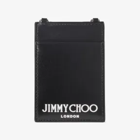 Jimmychoo/吉米周 CARD HOLDER W/CHAIN | 配链条肩带黑色皮革卡夹 CARDHOLDERWCHAINANR0C0660