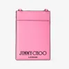 Jimmychoo/吉米周 CARD HOLDER W/CHAIN | 配链条肩带糖粉色皮革卡夹 CARDHOLDERWCHAINANR112676