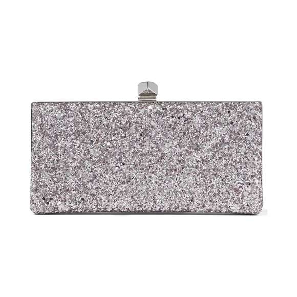 Jimmychoo/吉米周 方形推扣浅紫色粒纹面料手拿包  CELESTESGFJ051413