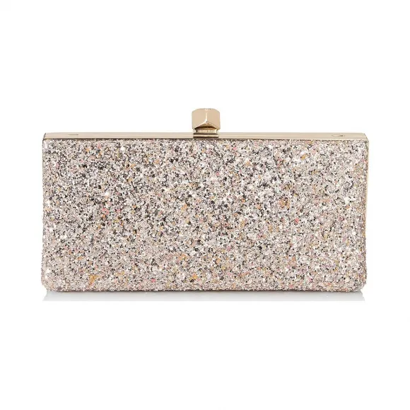 Jimmychoo/吉米周 紫色混色斑点闪粉面料手拿包，装饰方形搭扣  CELESTESKGA051321