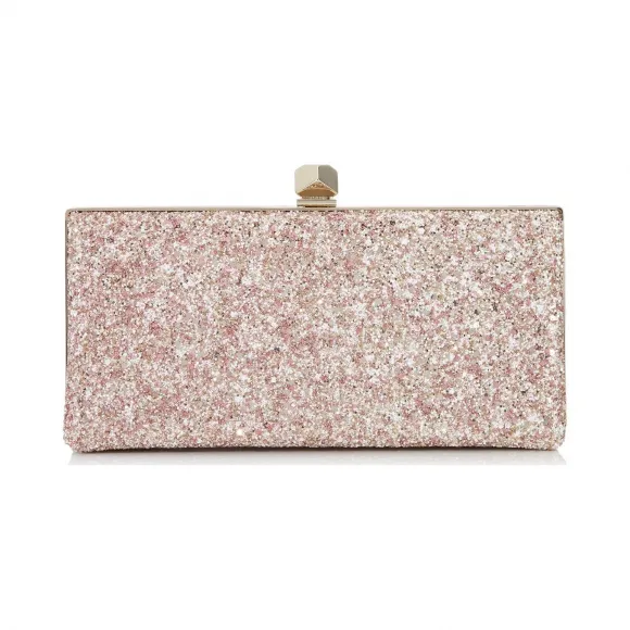 Jimmychoo/吉米周 方形推扣玫瑰木混色彩漆闪粉面料手拿包  CELESTESOGC112108