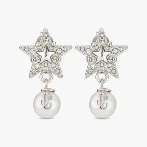 Jimmychoo/吉米周 CrystalStarEarring-白色树脂珍珠与施华洛世奇水晶饰银色金属星形耳环 CRYSTALSTAREARRINGXYY0C9458