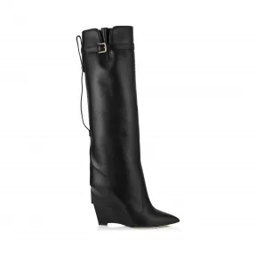 Jimmychoo/吉米周 黑色闪亮小腿膝盖高筒靴 DAVIS100SNC010003