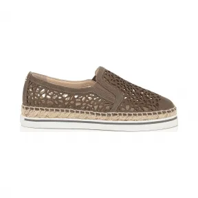 Jimmychoo/吉米周 灰褐色灰色激光打孔绒面革帆布鞋 DAWNLKP100935