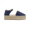 Jimmychoo/吉米周 海军蓝金属光泽麂皮绒底帆布鞋 DELFINEFLATMIU040014